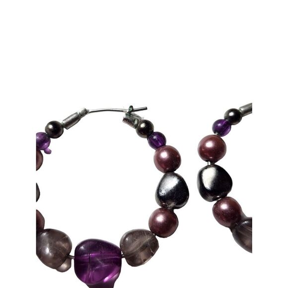 Amethyst Purple Handmade Hoop Earrings - Picture 5 of 5